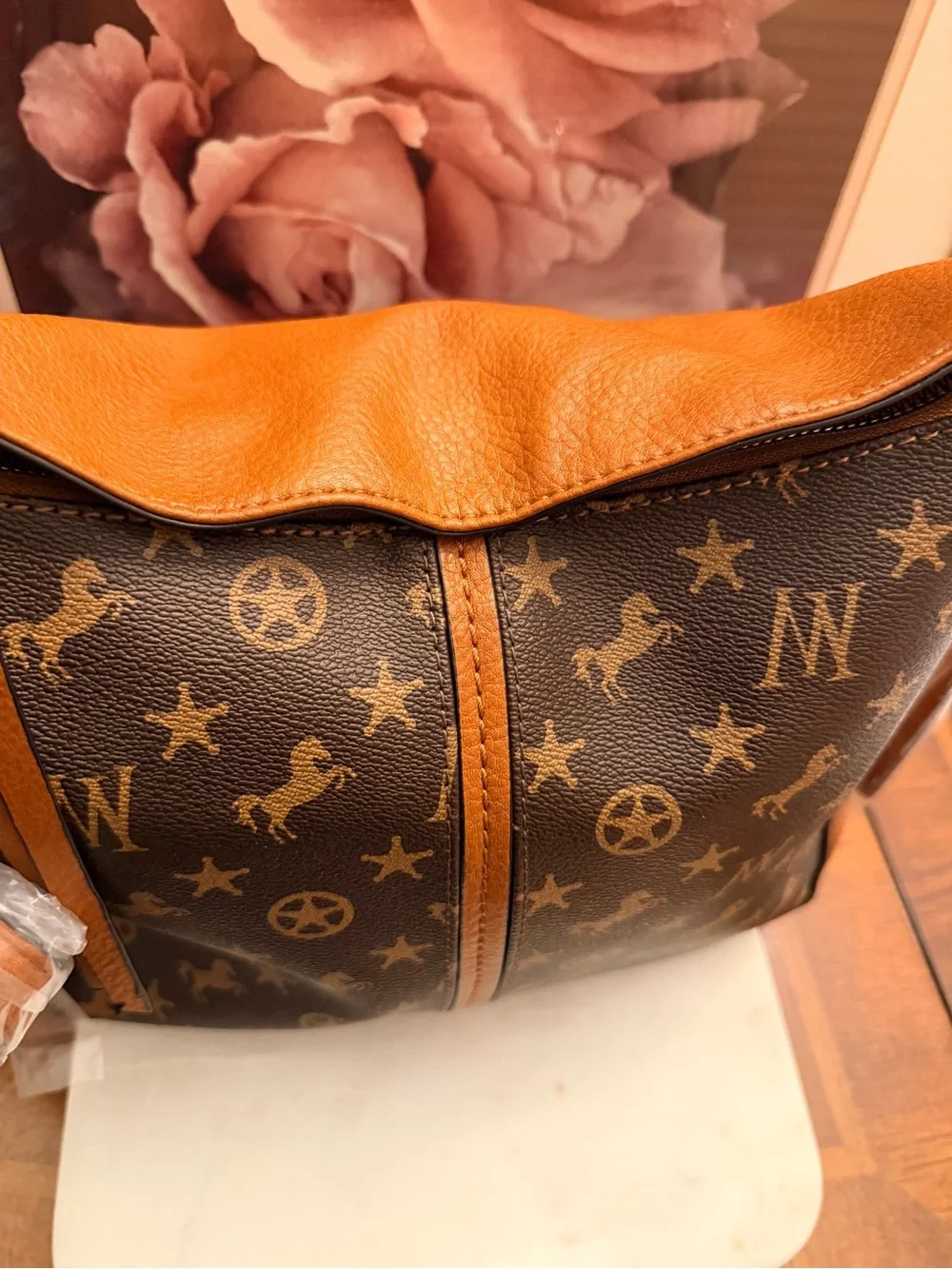 Montana West NWT Cognac 2-Tone Hobo Shoulder Bag & Crossbody w/Concealed Carry